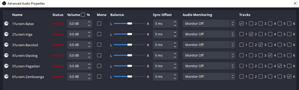 OBS Advanced Audio Properties