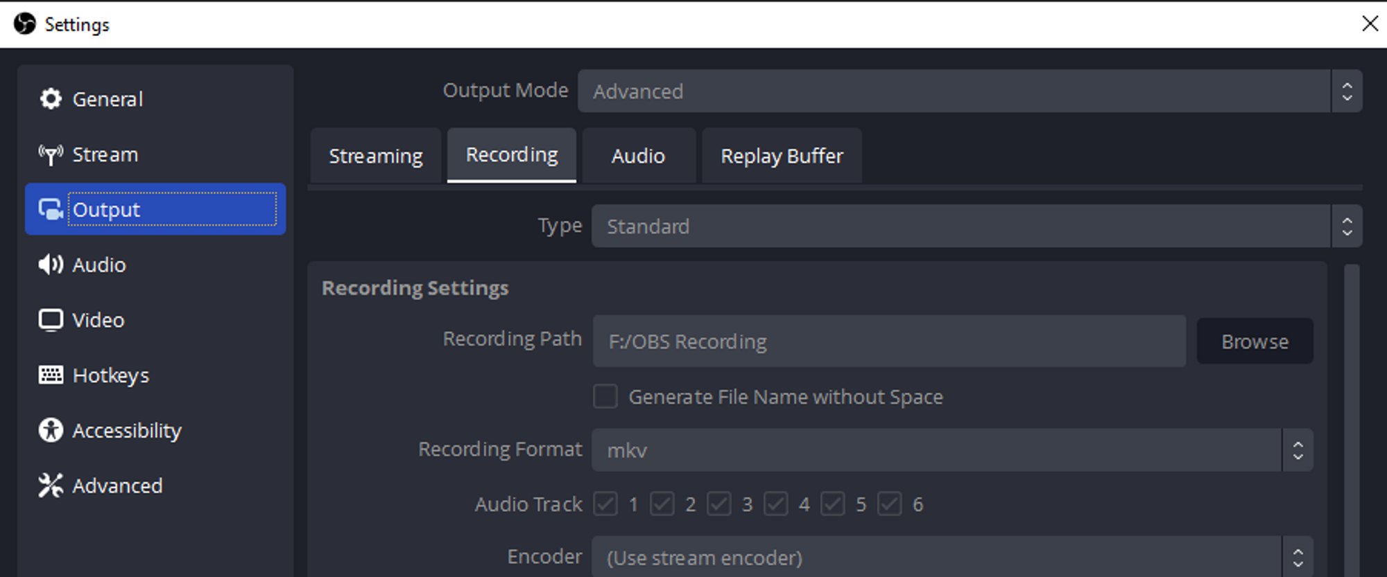 Check Box - Recording Advanced Settings