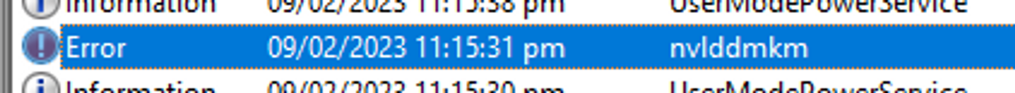 nvlddmkm Error in Windows Event Viewer