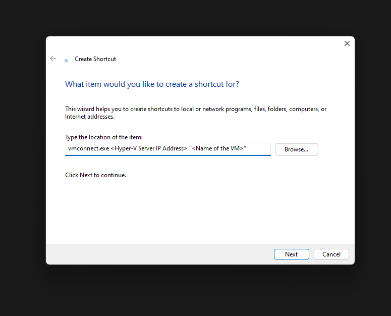 Shortcut Target Settings